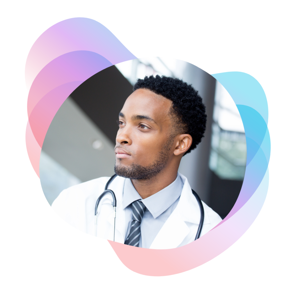 Young African-American Male Doctor looking contemplative